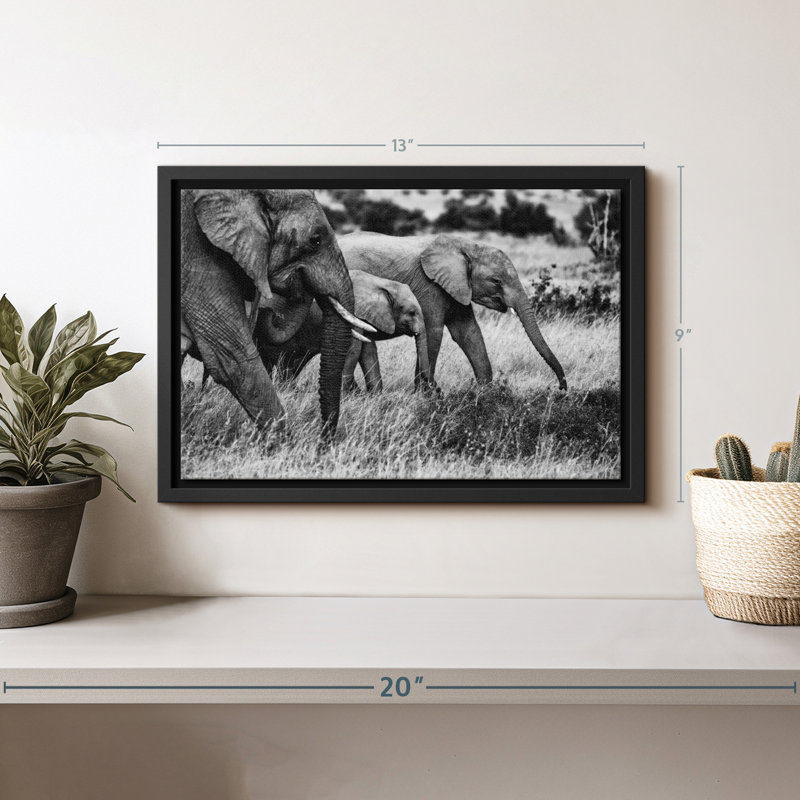 Animal "Famille d'éléphants I", art mural, H 9 po x l 13 po