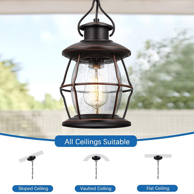 Luminaire suspendu d'extérieur 12,25 po câblé