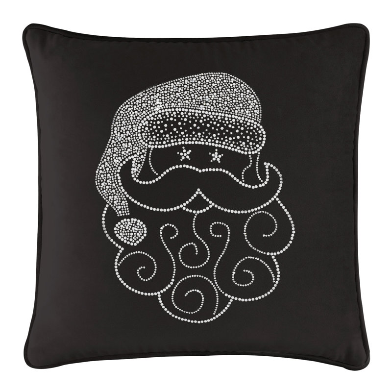 Coussin Sparkles Home Conception de Noël des Fêtes | Insertion de plumes | Lavable à la machine, Carré 16 po, Velours noir