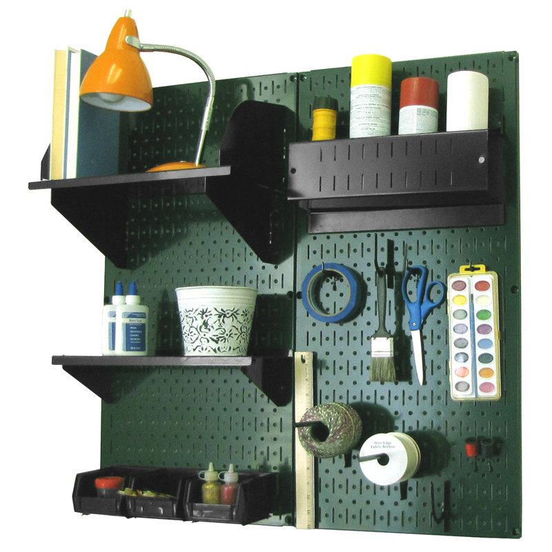 Hobby Craft Pegboard Organizer Storage Kit, Green and Black