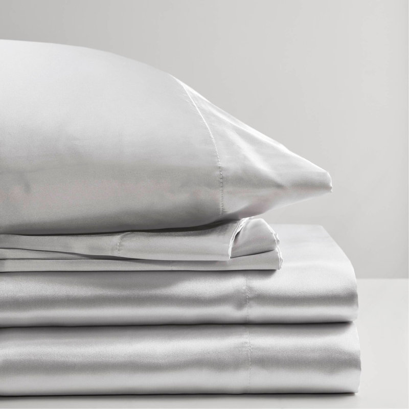 Ensemble de draps 4 pièces, Light Gray, 2 Twin Sheets + 2 Twin Pillowcases