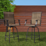 Caldean Outdoor Patio 2-Piece Swivel Bar Stools, Iron Bistro Chairs with Armrests, All Weather PVC Fabric for Patio, Brown with Gold Speckles