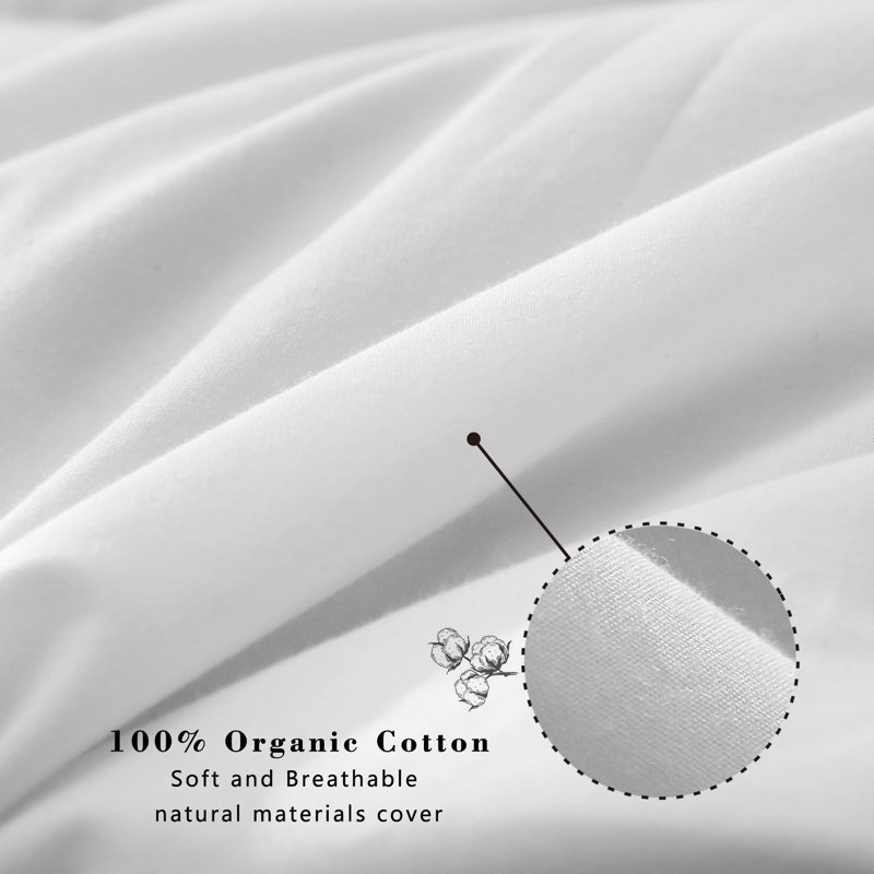  All Season High Fill Power Feather Down Comforter, Organic Cotton Cover With Corner Tabs Duvet Insert, King Down Comforter