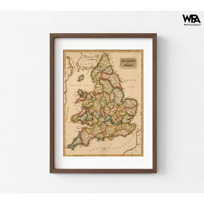 Angleterre et pays de Galles 1817, carte européenne, carte antique du Royaume-Uni, impression de carte du Pays de Galles, Angleterre, affiche décorative, carte britannique ancienne, art mural