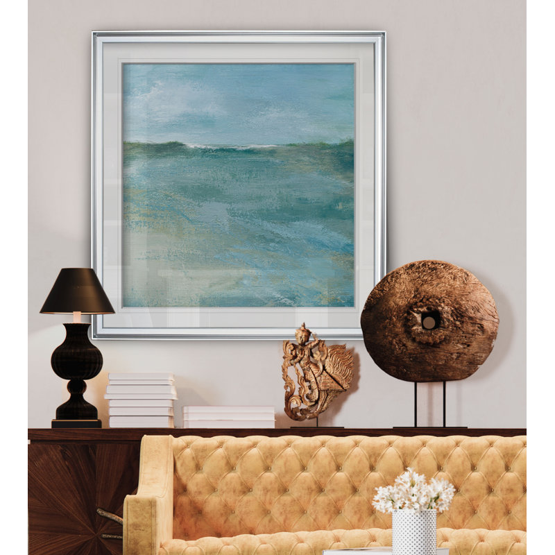 " Ocean Breaking " Painting Print, 17.5" H x 17.5" W x 1.5" D, Silver Framed