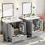 Ensemble de meuble-lavabo gris 60 po avec double meuble-lavabo (séparé), double lavabo en céramique, tablette de rangement et tiroirs séparés (miroir non inclus) - Solution de salle de bain moderne pour salles de bain spacieuses-131576343