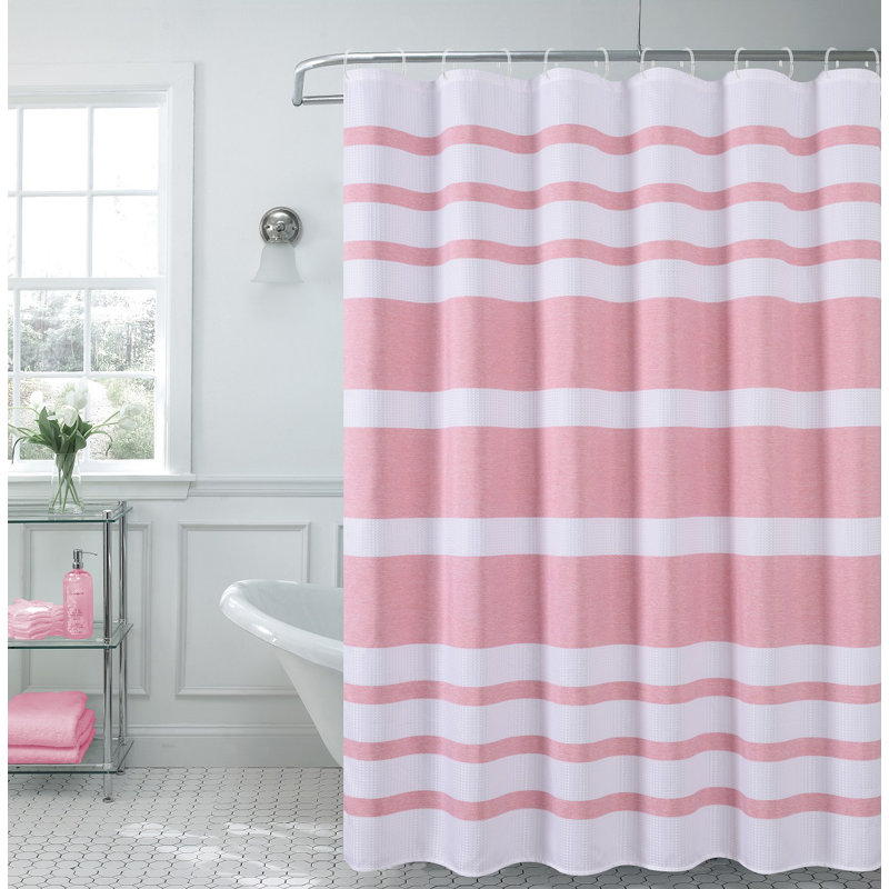 Drucker Striped Shower Curtain, Light Red