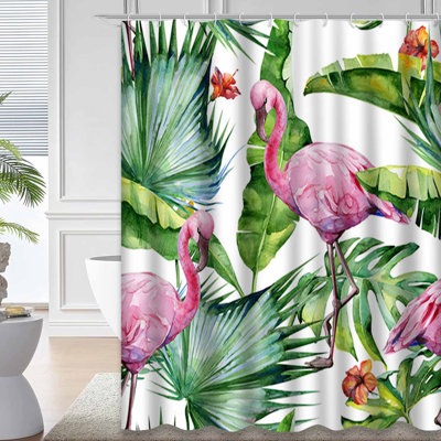 Seamless Watercolor Tropical Leaves Jungle Pink Flamingo Birds Tropic with 12 Hooks