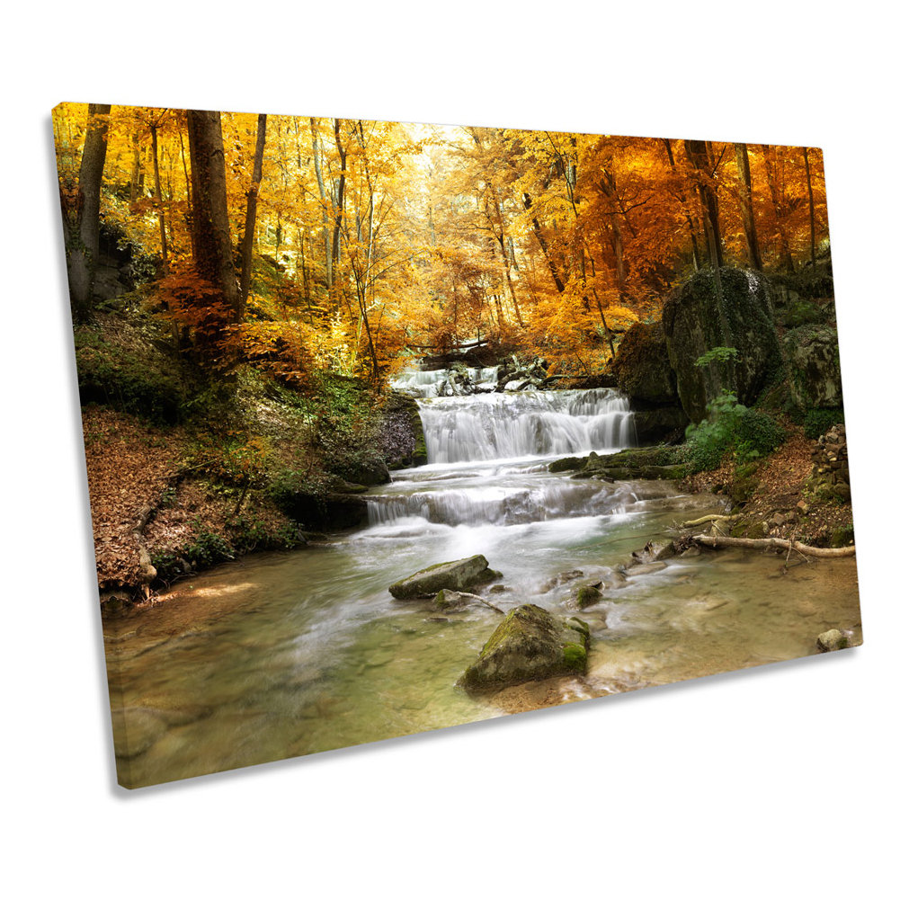 Waterfall Forest River Landscape - Wrapped Canvas Art Prints