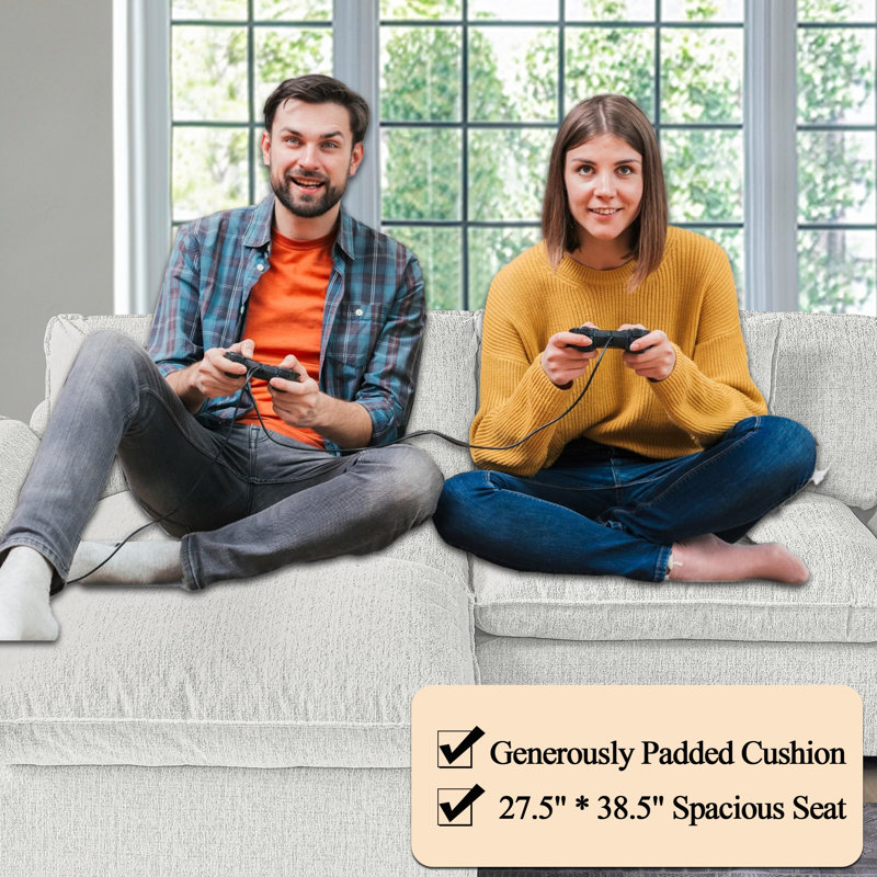 L-Shaped Modular Sectional With Ottoman, White
