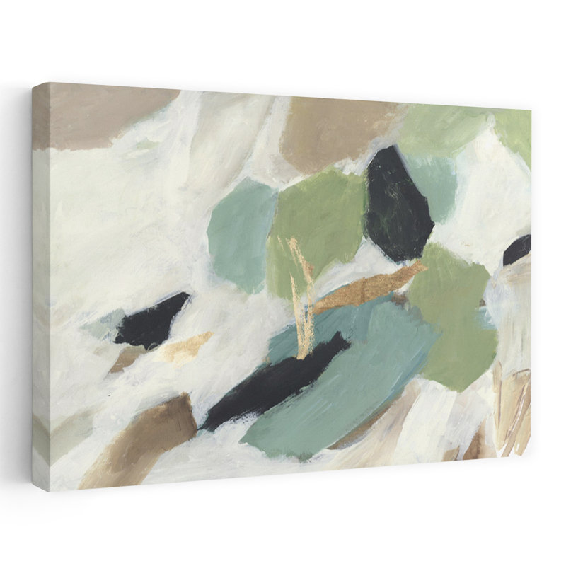 Vert, sérénité, art biologique moderne et abstrait, H 24 po x l 36 po
