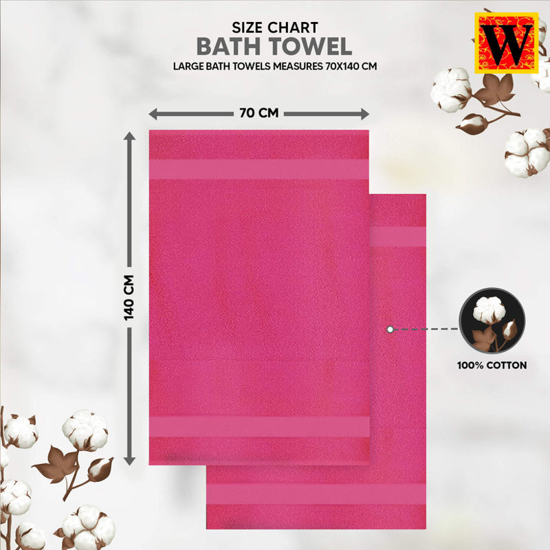 Maryori Cotton Bath Towels 70x140, Pink