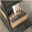 Bureau industriel en forme de L avec 2 tiroirs et tablettes, finition brune