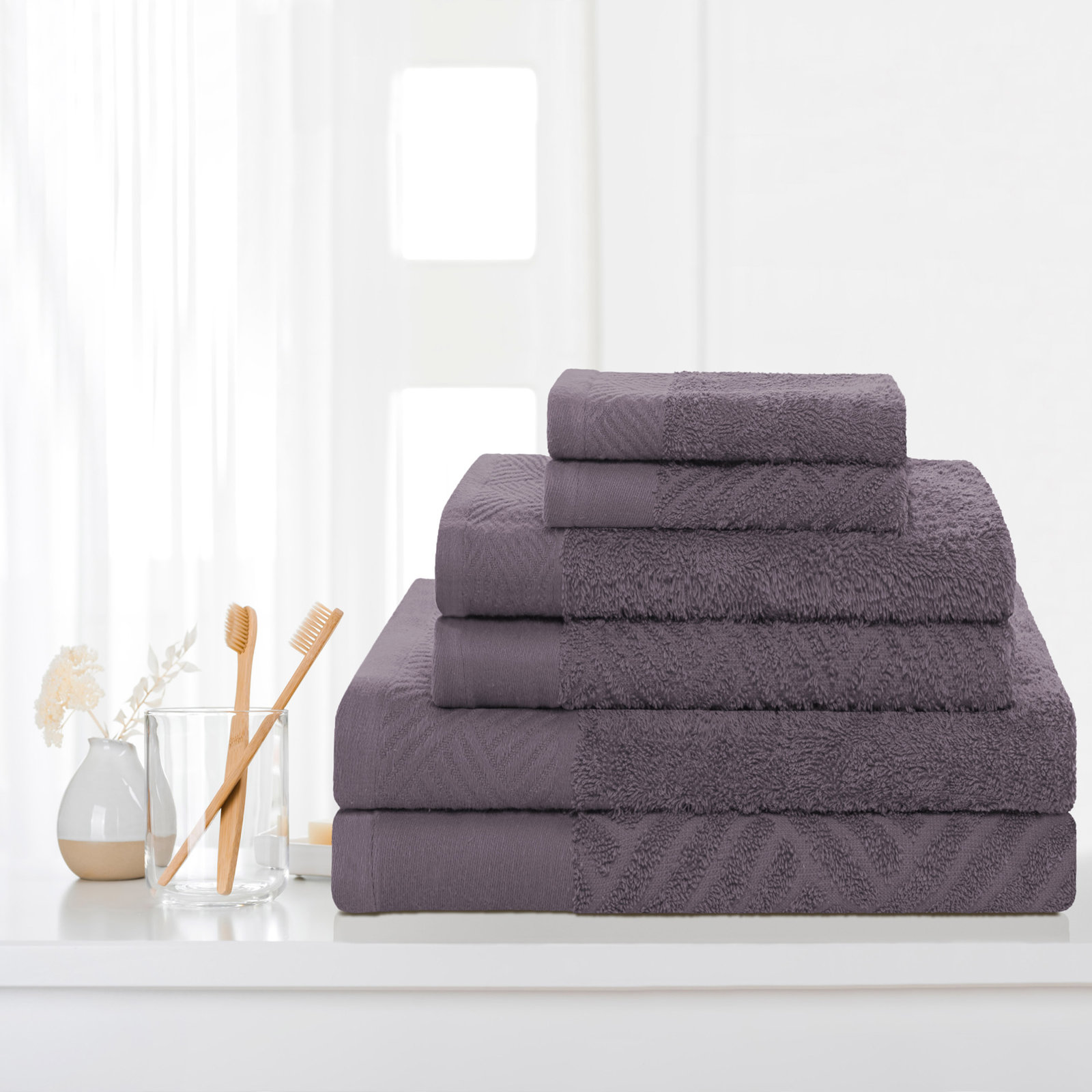 6-Piece Certified Egyptian Cotton Towel Set, Gray