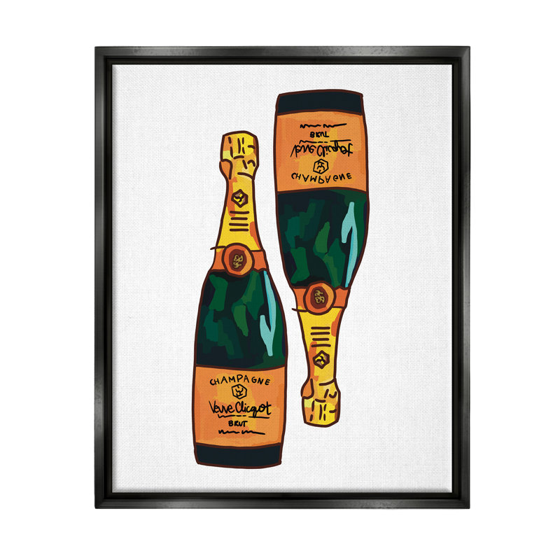Paire de bouteilles de champagne Fancy Champagne par Amelia Noyes - Peinture, Cadre flottant noir de jais