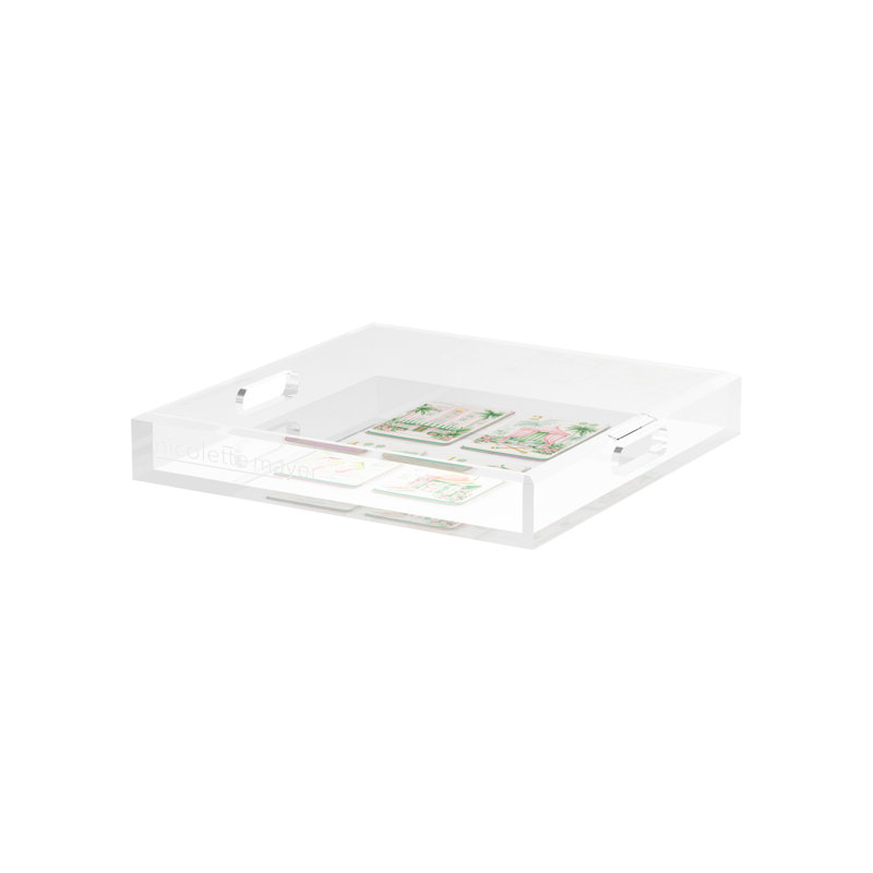 Square Abstract Decorative Tray, 2" H x 12" W x 12" D