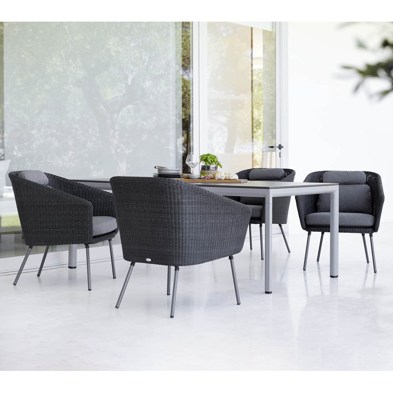 Drop Outdoor Dining Table, 39.4" W x 78.8" L x 29" H, Light Gray, Fossil Black