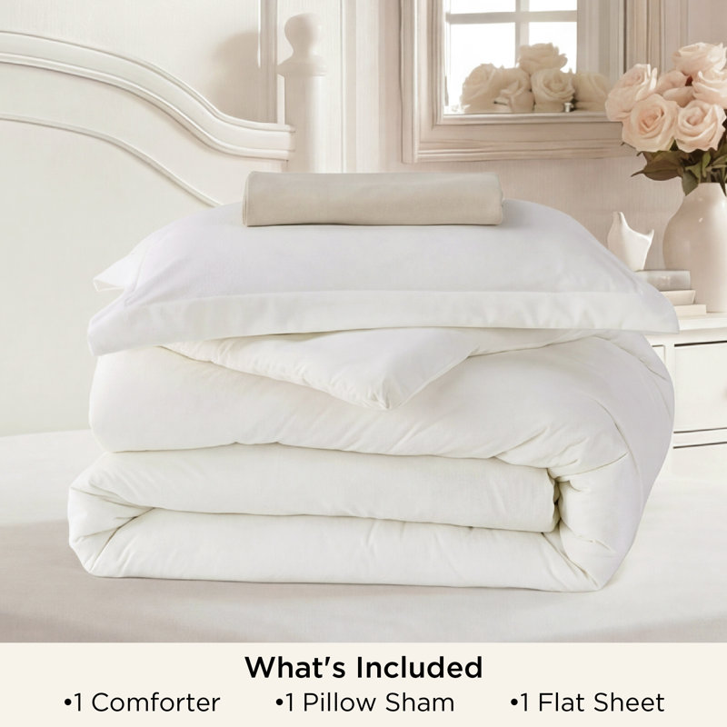 Bedsure Twin 4-Piece Bed-in-a-Bag Set – Coconut Milk & Natural, Boho Contrast Design, Twin Comforter + 2 Additional Pieces