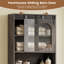 Armoire de rangement suspendue au-dessus des toilettes avec porte coulissante de style grange et étagères ouvertes-2005888415