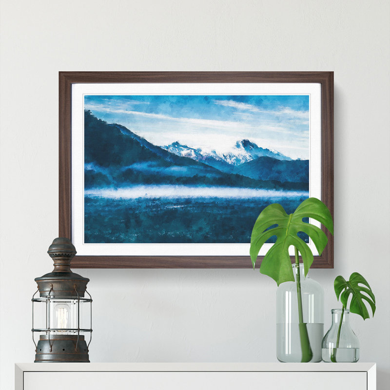 Snow Covered Mountains - Picture Frame Painting Print, Walnut Framed, 24cm H x 33cm W x 2cm D