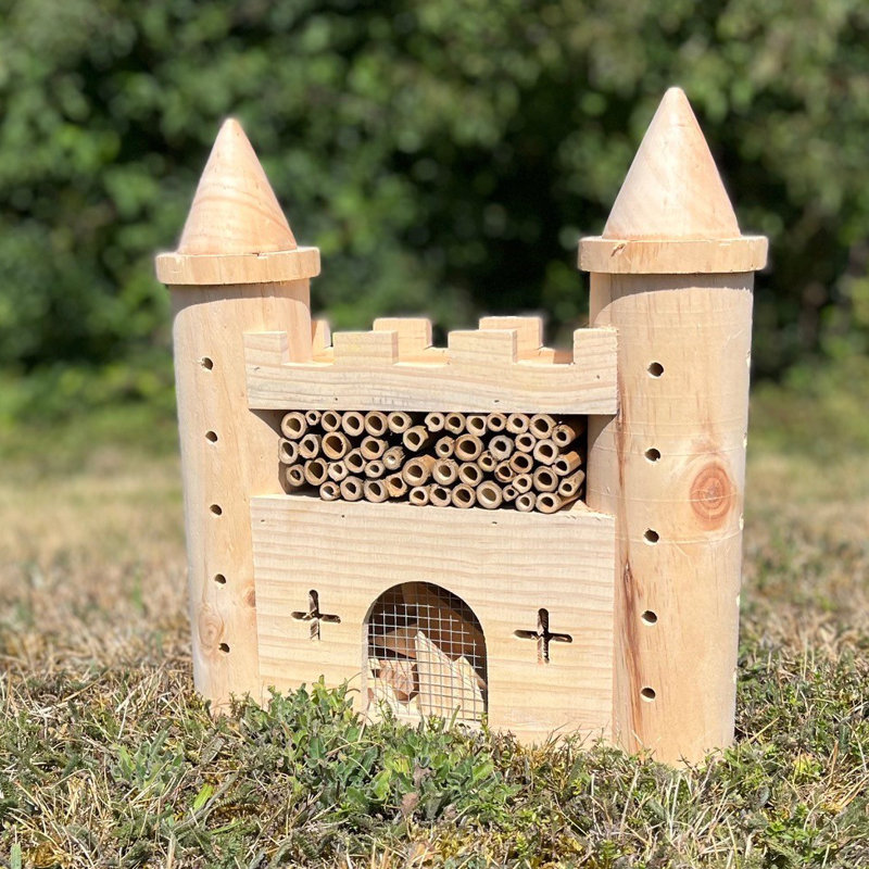 Manraj Wooden Castle Picnic Table with Mini Umbrella Bumblebee House