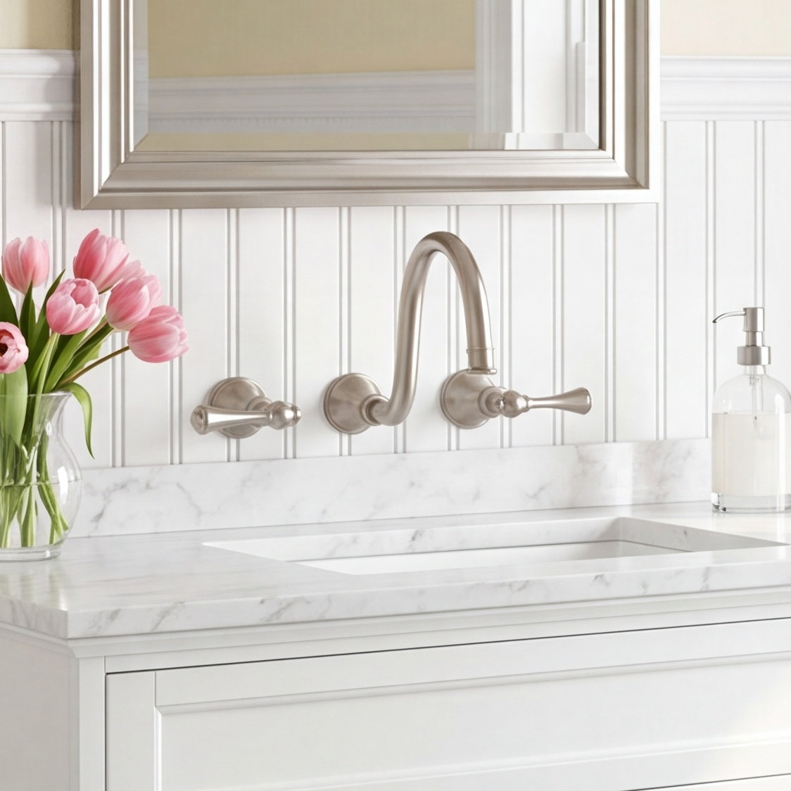 Revival Wall-Mounted Tub Spout Trim, Vibrant Brushed Nickel