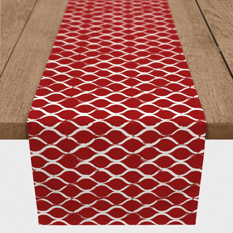 Chemin de table géométrique Mcintosh, L 72 po x l 16 po, Rouge, Géométrique 1