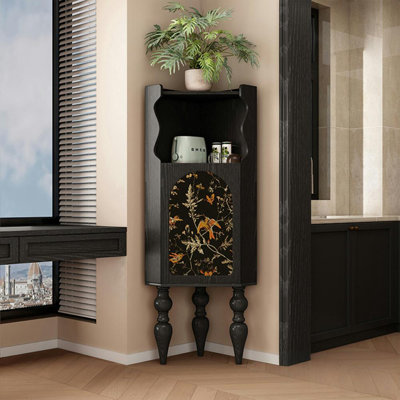 55.12"French-style black bedroom triangular storage cabinet