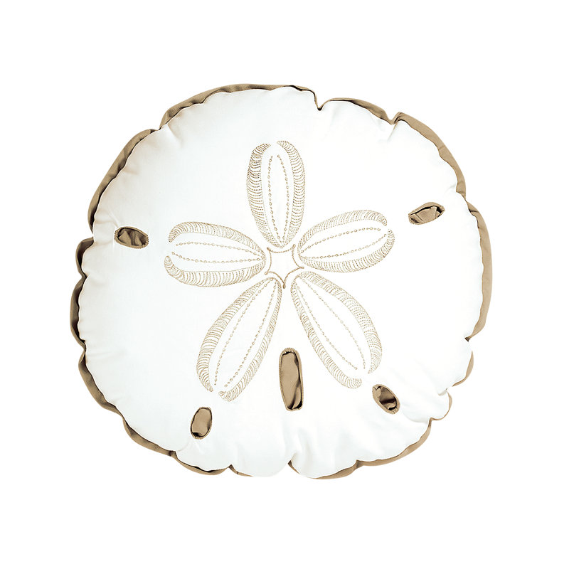 Embroidered Outdoor Throw Pillow, White/Beige