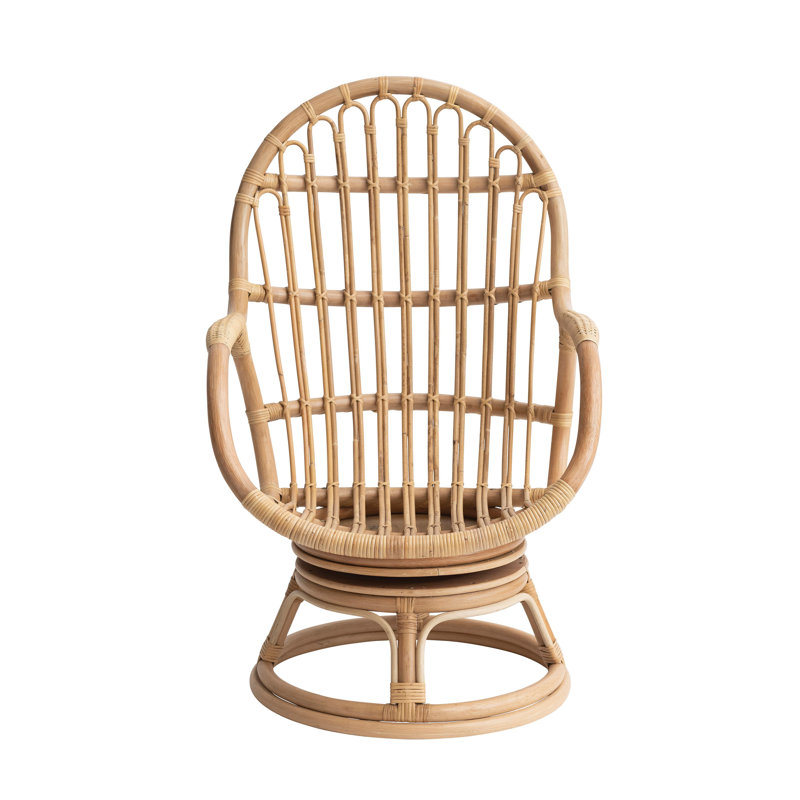 Woven Rattan and Bamboo Swivel Chair