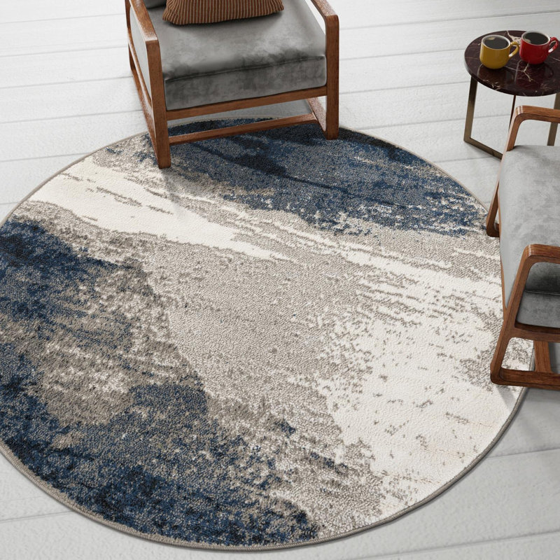 Ivy Bronx Glomma Nathanyl Rug Blue, Round 3'1"