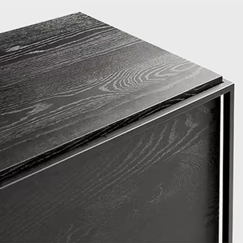 Solid Ash Wood Black Console Cabinet