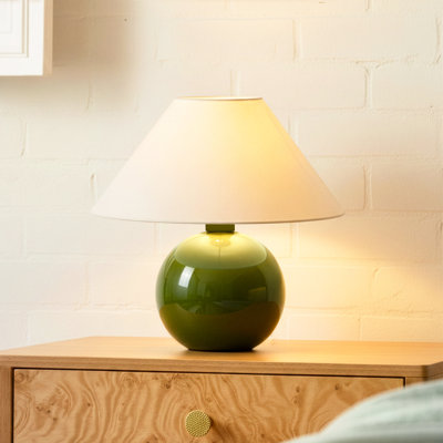 Lampe de table à DEL 11 po avec base ronde vert olive Fiona