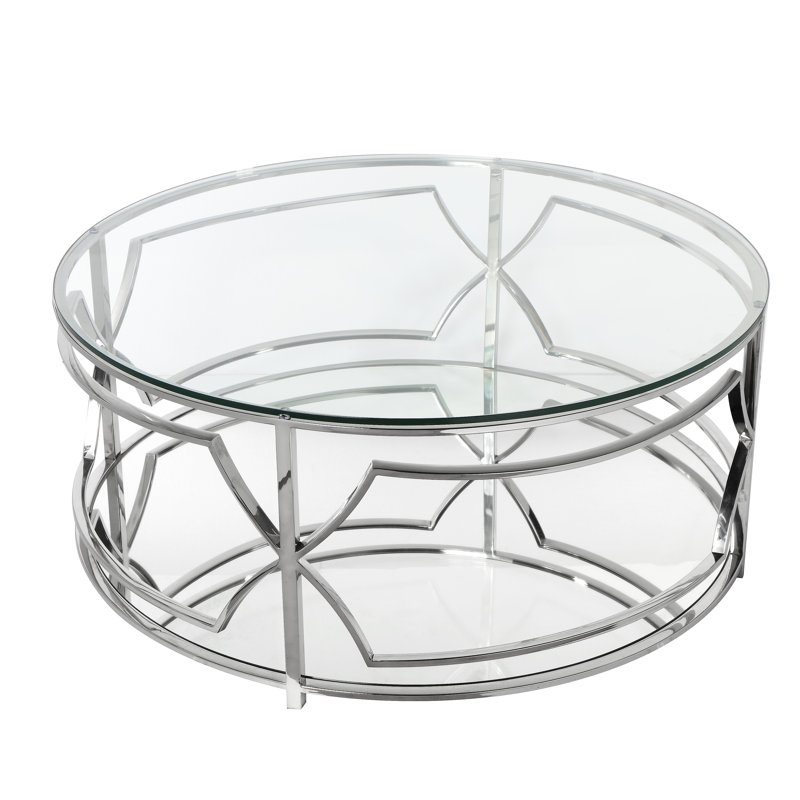 Edward Glass Coffee Table, Steel