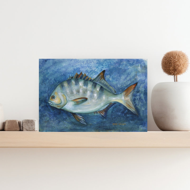 «Blue Striped», art mural tropical, H 12 po x l 18 po