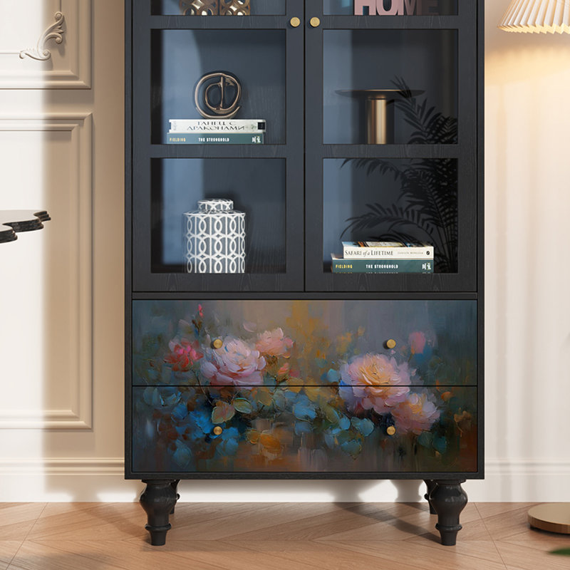 Vitrine en bois massif Floral