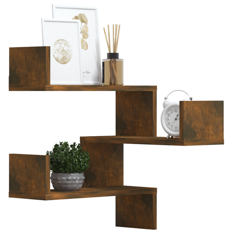 Jacolies 6 Piece Corner Shelf, Smoked Oak