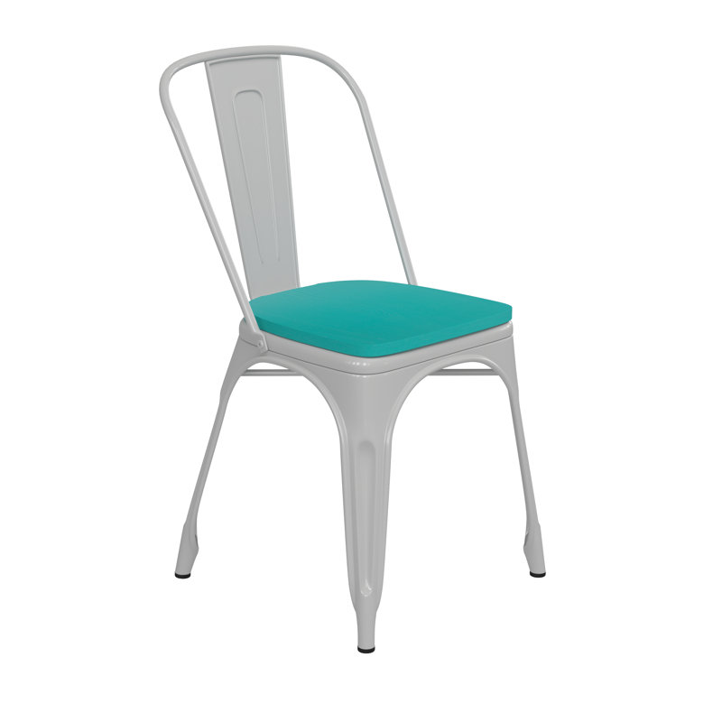 Chaise empilable Calliah, Blanc, Vert menthe
