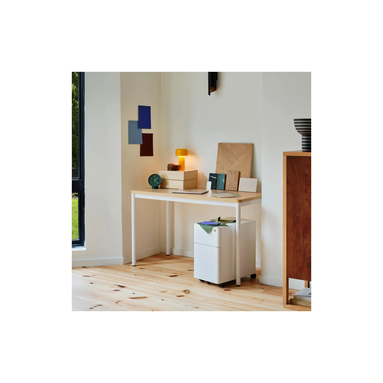 Daily Desk, 28.5" H x 48" W x 24" D, Woodgrain, White