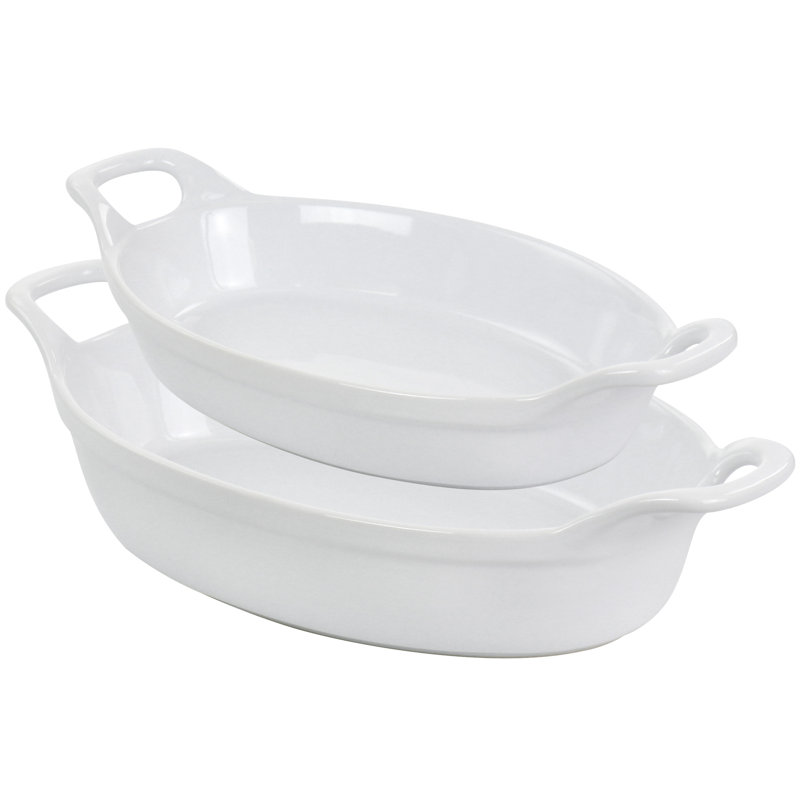 Martha Stewart 2 Piece Stoneware Baker Set, White