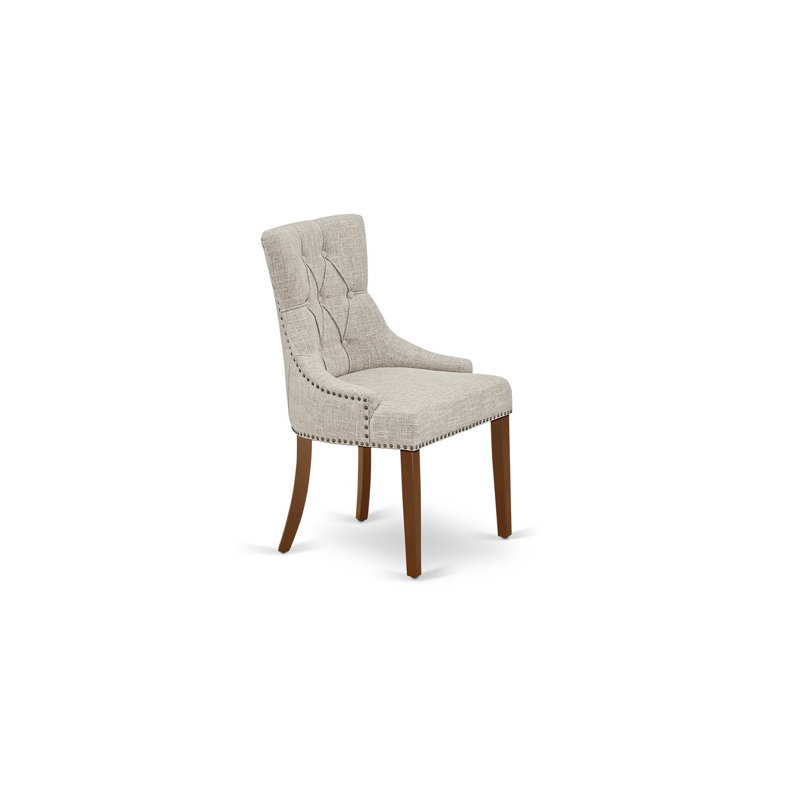 6 Piece Dinette Set Contains a Rectangle Dining Table with Butterfly Leaf and 4 Doeskin Linen Fabric Parson Chairs with a Bench, 42x78 Inch, Mahogany