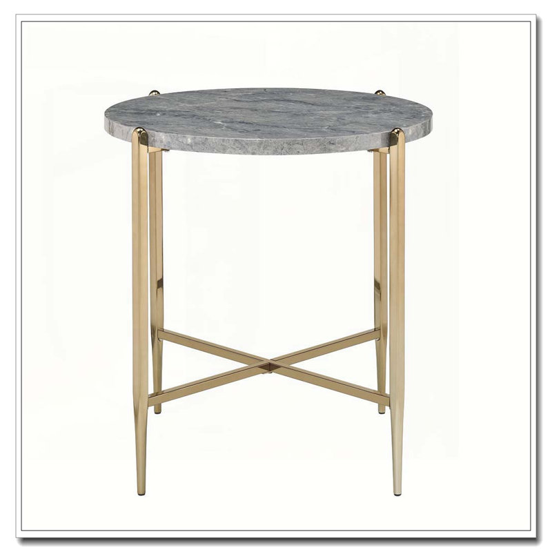 Table de bout ronde grise et champagne