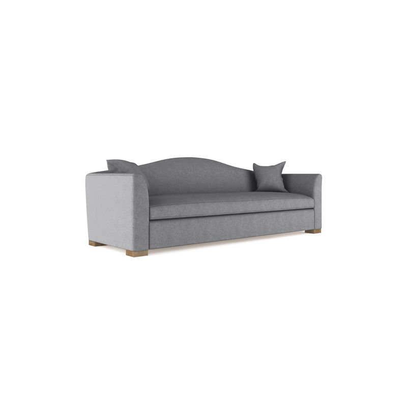 Horatio Camelback Taper Curved-Arm Sofa, 33" H x 96" W x 36" D, Weathered, Plush Velvet Blush