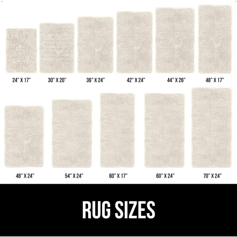 Bath Rug Mat 24X17, Thick Soft Absorbent Chenille, Rubber Backing Quick Dry Microfiber Mats, Machine Washable Rugs For Shower Floor, Bathroom Runner Bathmat Accessories Decor
