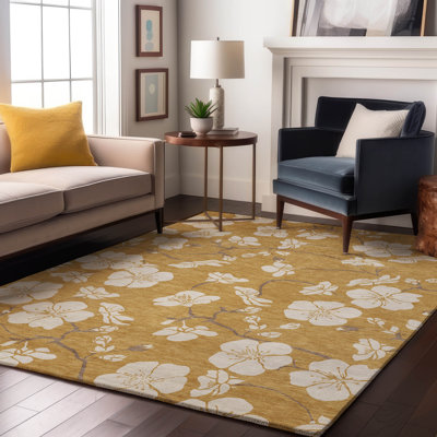 Premium Machine Washable Birchview AMF1032 Floral Rug