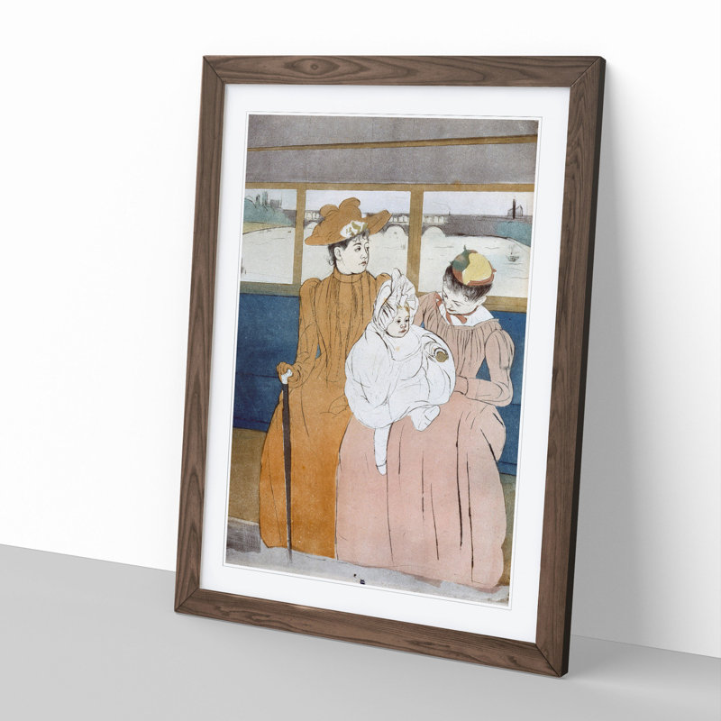 On the River by Mary Cassatt - Picture Frame Painting, 36cm H x 27cm W x 2cm D, Walnut Framed
