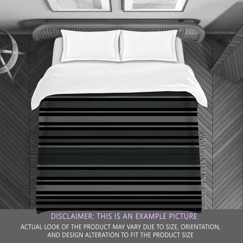 Polyester Comforter, Twin Comforter, Black/Gray Striped