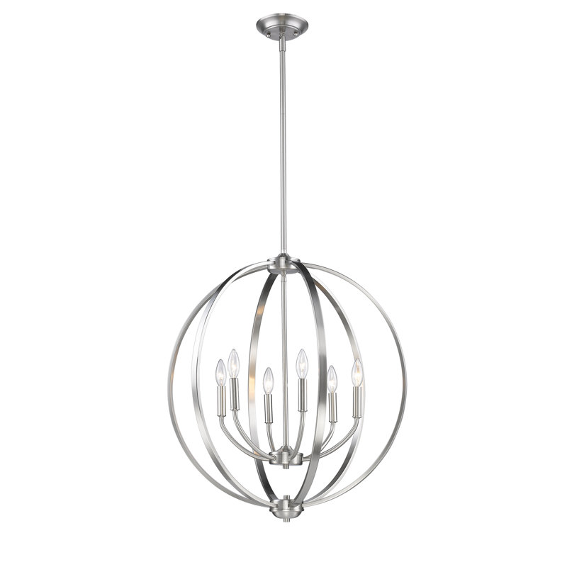 Petitt 6-Light Dimmable Globe Chandelier, Pewter, No Shade