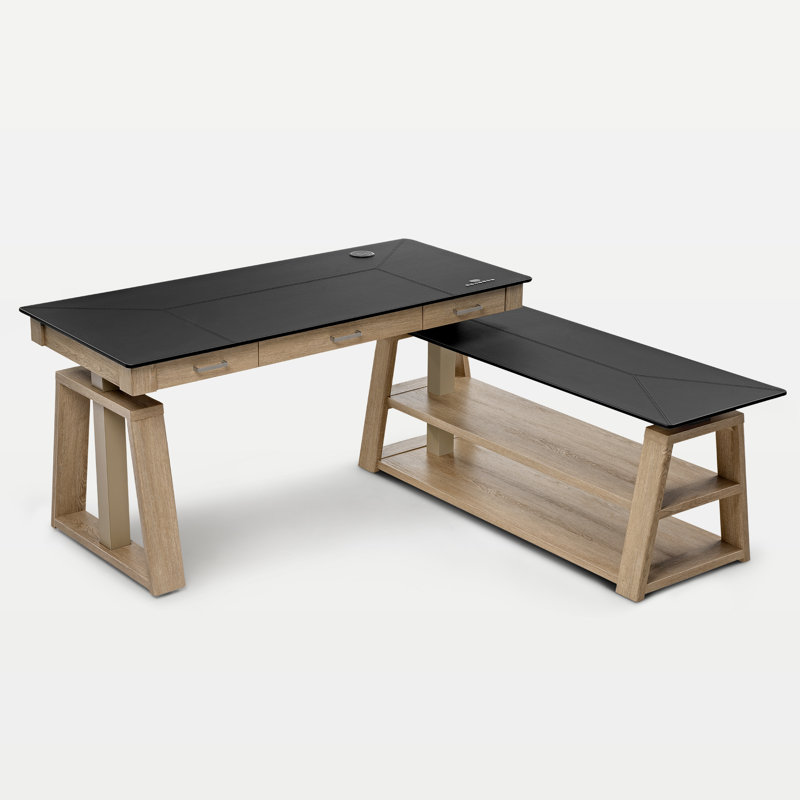 Bureau de direction électrique minimaliste en L avec plateau en cuir Minimalist 