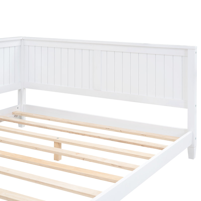 White Full Size Daybed/ With Solid Construction - Classic Mid-Century Modern Design Bed Elegant Wood, White